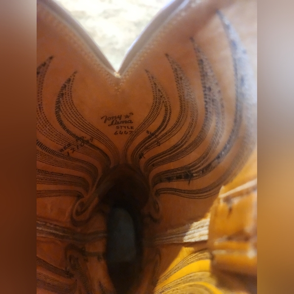 Vintage Tony Lama Brown Western Heeled Boots Size 7 - Picture 6 of 11